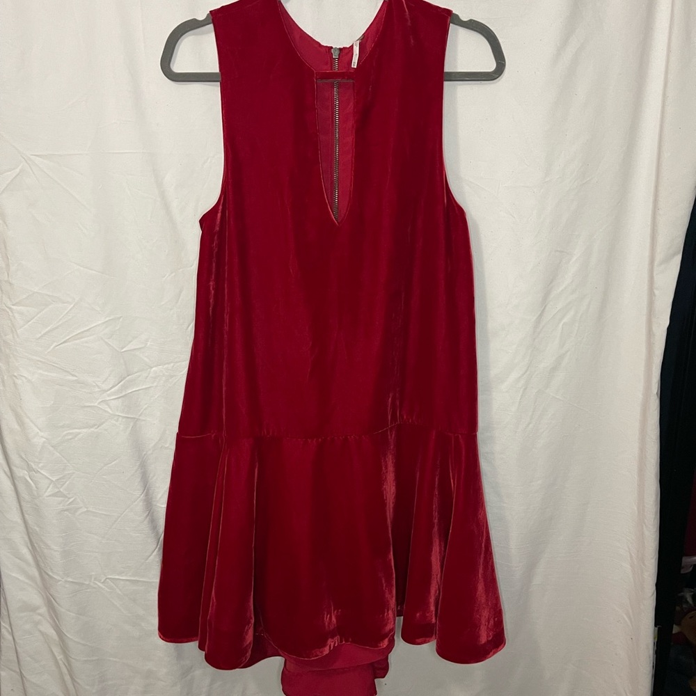 Free People velvet red asymmetrical tunic